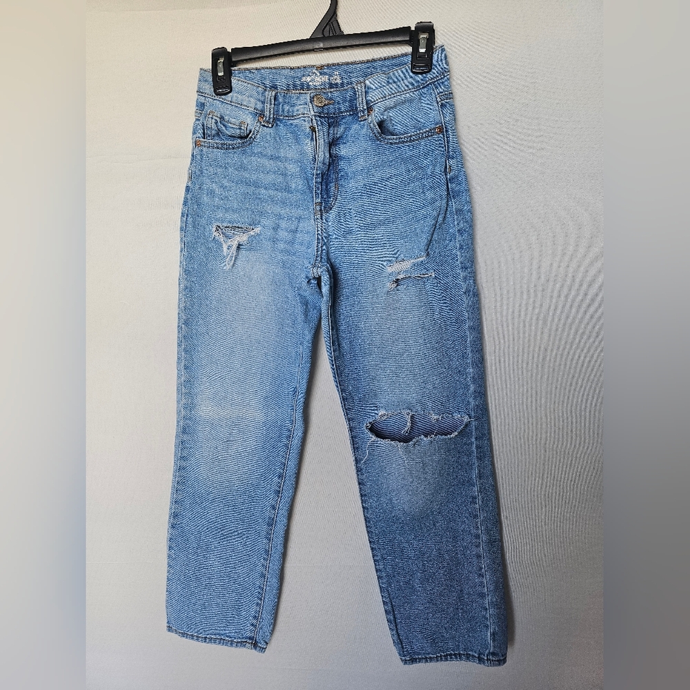 Light Blue Distressed Straight legWomen’s Jeans - Picture 3 of 16